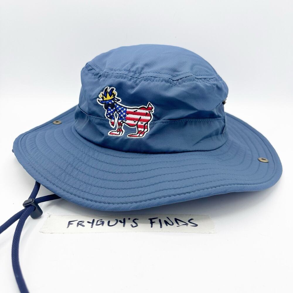 Goat USA Freedom Bucket Hat OSFA American Flag Adjustable Drawstring Shade Cap